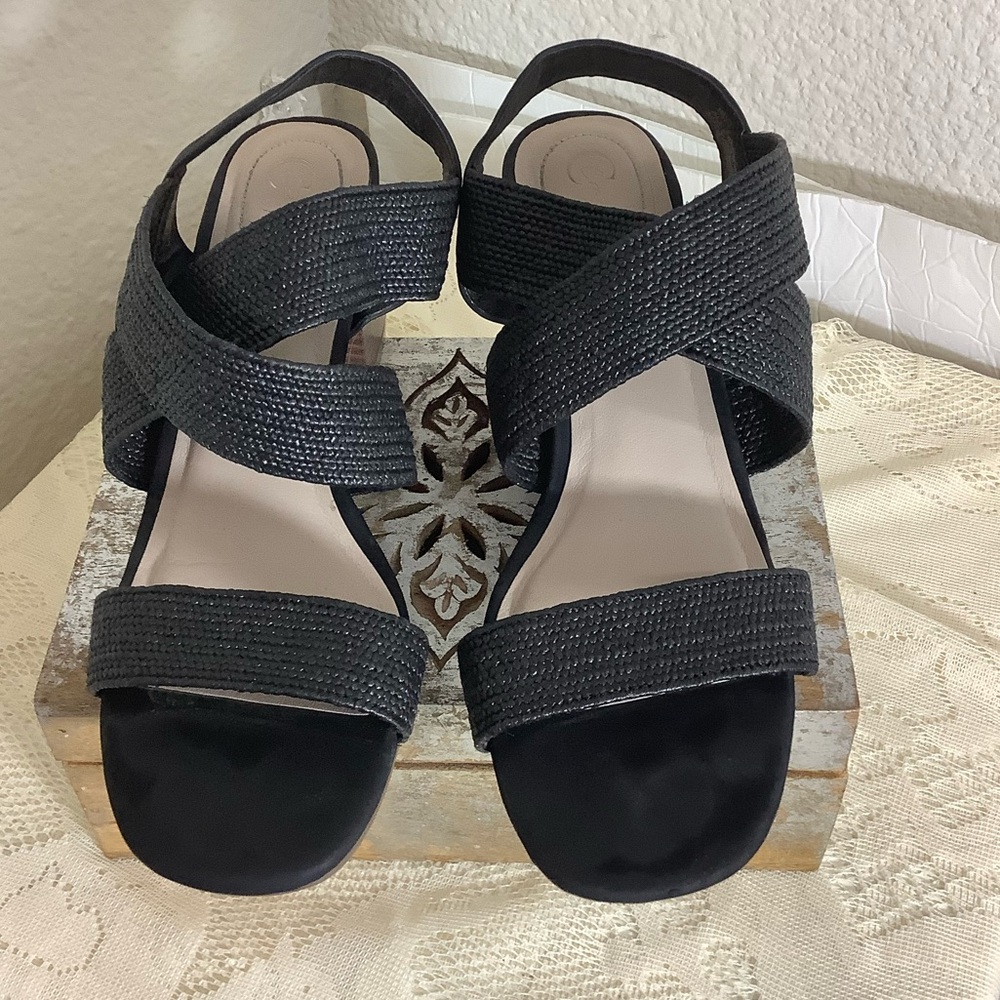 Cato black woven strappy sandal Sz 9